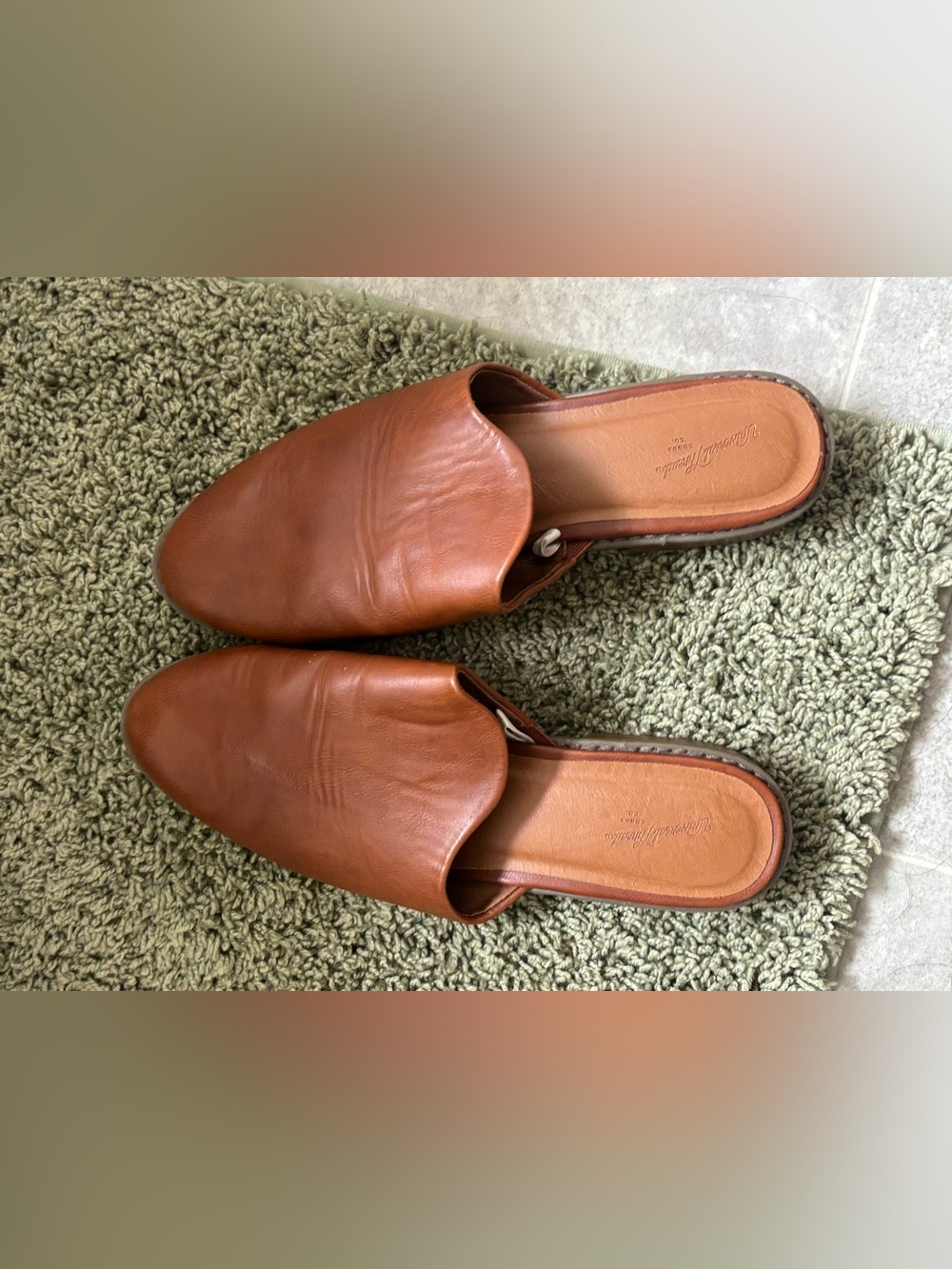 Universal Thread Cognac Brown Leather Slip-On Mules